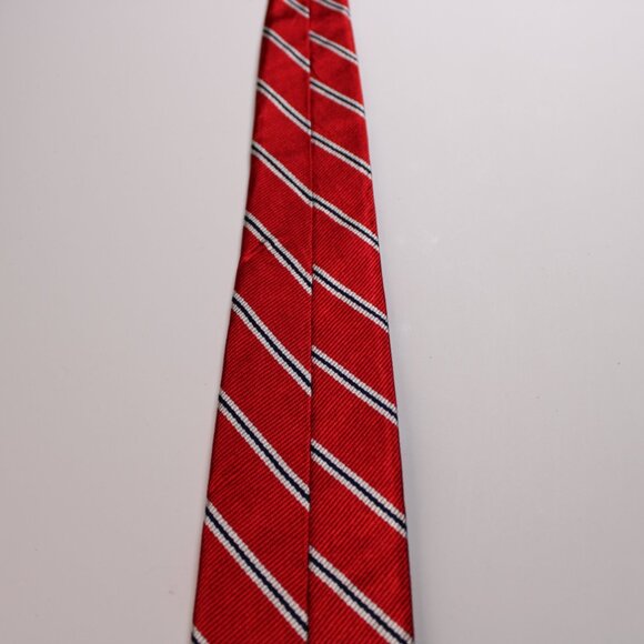 Brooks Brothers Brooksgate Mens Tie Red White Black Diagonal Stripe Classic - Picture 6 of 6